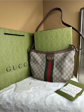 Gucci Ophidia GG Canvas Shoulder & Crossbody Bag with Green and Red Web